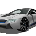 Sleek Silver Two Door Sports Car With Black Roof Blue Accents And Aerodynamic Design