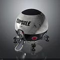 Space Capsule With White Black Exterior And Landing Legs For Cosmic Exploration