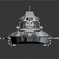 Futuristic Silver Spaceship Model With Sleek Design Detailed Structure And Blue Accents