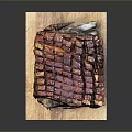 Delicious Grilled Ribs Glazed with Barbecue Sauce on Wooden Cutting Board