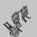 Scary Brown Cartoon Bear Game Characters With Black Top Hats And Large Teeth