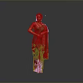 Woman In Green Saree With Red Borders Standing Against Dark Background