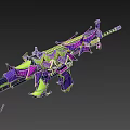Ornate Purple And Green Assault Rifle With Decorative Patterns And Glowing Accents