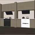 Modern Kitchen Appliances With Cabinets Cooktop Range Hood And Black White Finish