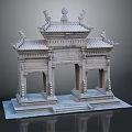 Traditional Chinese Paifang With Intricate Stone Carving And Ancient Architectural Roof Design
