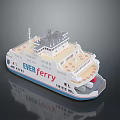 EVERferry Ferry Model With White Hull Blue Bottom And Upper Deck Details