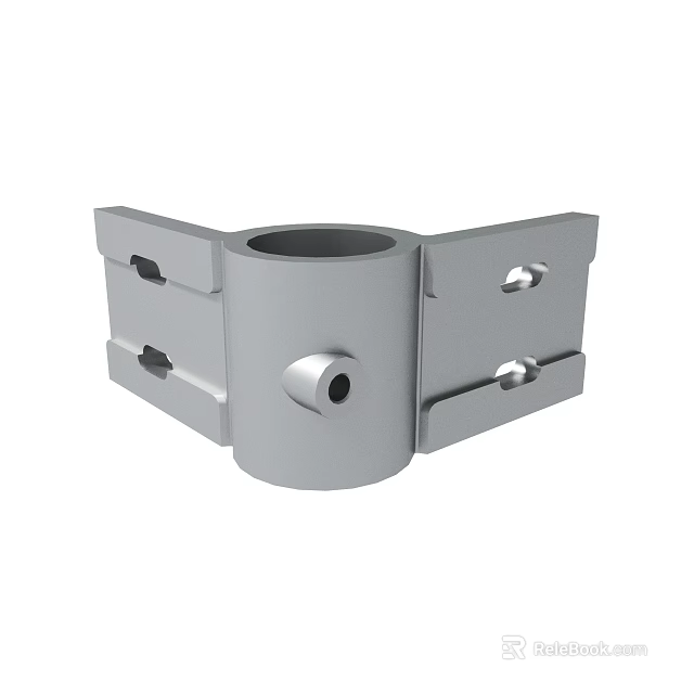 Metal Mechanical Bracket With Cylindrical Body And Mounting Holes For Industrial Use 3d model 