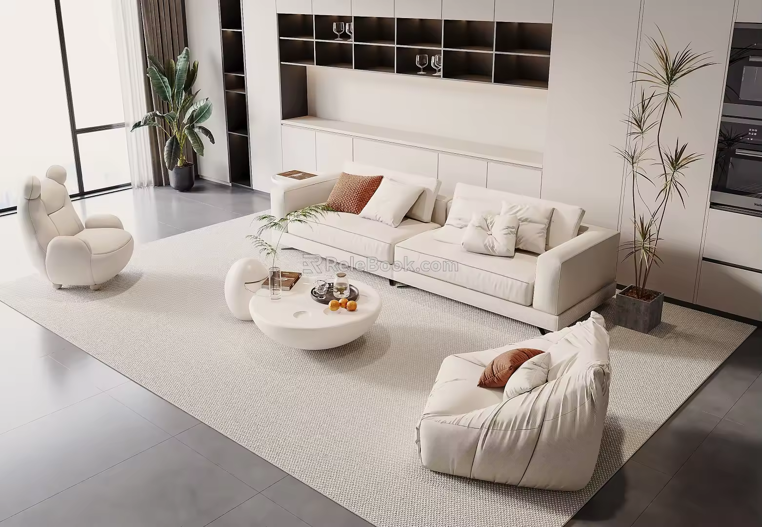 Sofa coffee table combination 3d model