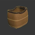 Brown Wicker Storage Basket With Padded Rim For Home Organization