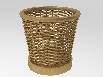 Natural Woven Cylindrical Storage Basket with Base for Home Organizing 3d model