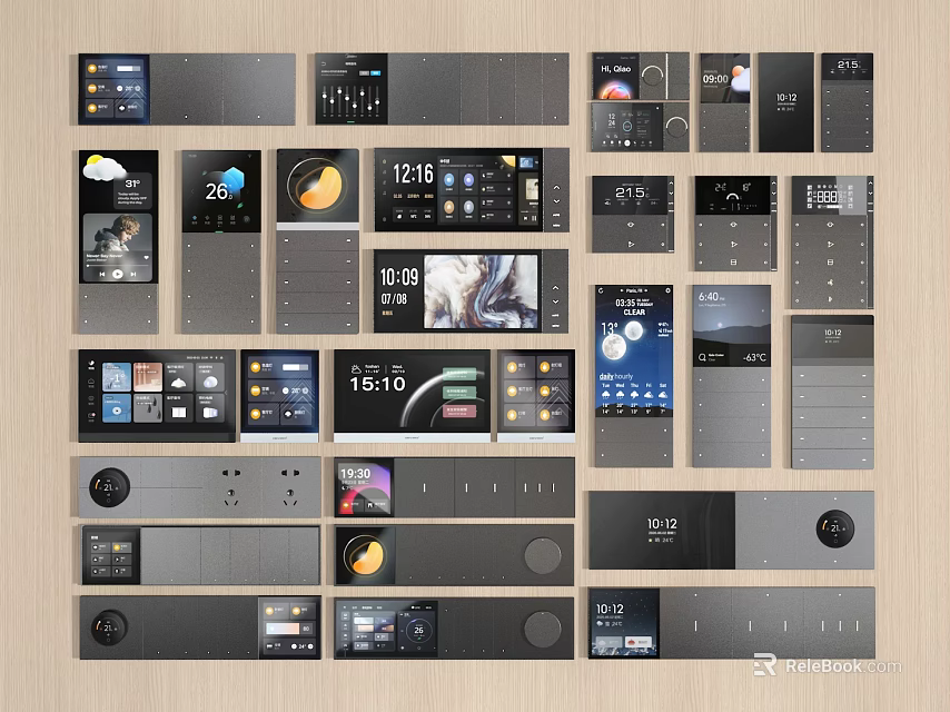 Smart Switch Panels With Various Digital Displays Modern Control Designs And Interfaces 3d model 