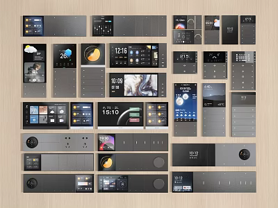 Smart Switch Panels With Various Digital Displays Modern Control Designs And Interfaces 3d model