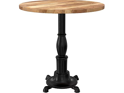 Vintage Style Side Table With Round Wooden Top And Black Metal Carved Base 3d model