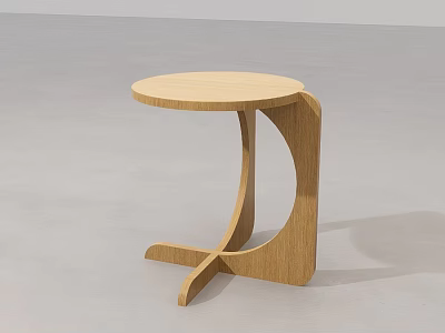 Wooden Side Table With Round Top And Crossed Leg Modern Minimalist Design 3d model