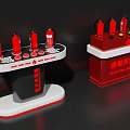 Virtual Fire Extinguisher Training Device With Red Models On Display Stands 3d model