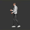 Man Wearing White Turtleneck Sweater Dark Jeans White Shoes With Open Hands On Gray Background