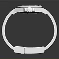 Modern Wristwatch With Silver Link Bracelet Black Dial White Face And Numeric Markers