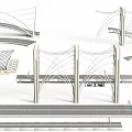 Modern Cable Stayed Bridge Design With Steel Cables And Architectural Structure 3d model