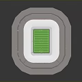 Modern Football Stadium 3D Model With White Exterior Red Seats And Green Field