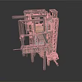 Industrial Metal Frame Equipment With Multi level Platforms And Mechanical Components