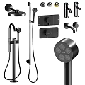 Modern Matte Black Shower System With Handheld Sprayer Fixed Head And Control Knobs 3d model