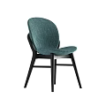 Teal Velvet Accent Chair With Curved Back And Black Wooden Legs
