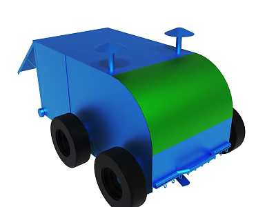 Cartoon Style 3D Vehicle Model With Blue Green Body And Black Wheels 3d model