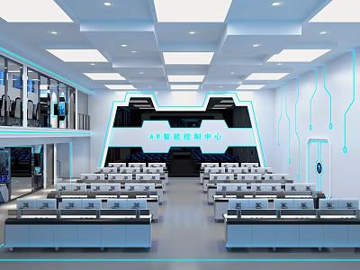 Modern Monitoring Room Interior With Control Consoles Digital Screens And Advanced Equipment 3d model