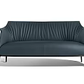 Deep Blue Leather Multi Person Sofa With Modern Design And Metal Legs 3d model