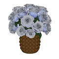 Elegant Brown Pearl Decorated Vase With Blue Roses And Green Leaves Arrangement