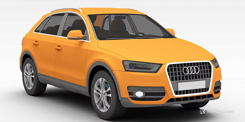 Orange Audi SUV Exterior Design With Front Grille And Alloy Wheels 3d model 