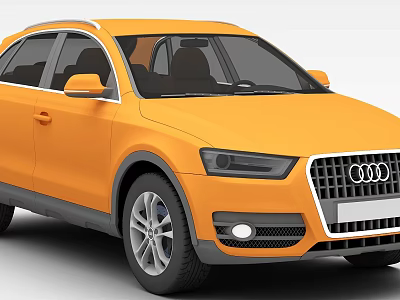 Orange Audi SUV Exterior Design With Front Grille And Alloy Wheels 3d model