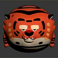Cute Red And Black Striped Tiger Stuffed Plush Pillow Toy Design 3d model