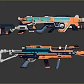 Futuristic Sci Fi Weapon Design With Orange And Blue Color Scheme And Advanced Features 3d model