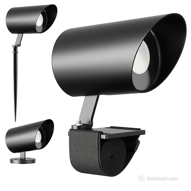 Black Modern Outdoor Lights with Wall Mounted Ground Stake Durable Metal Waterproof for Garden Yard 3d model 