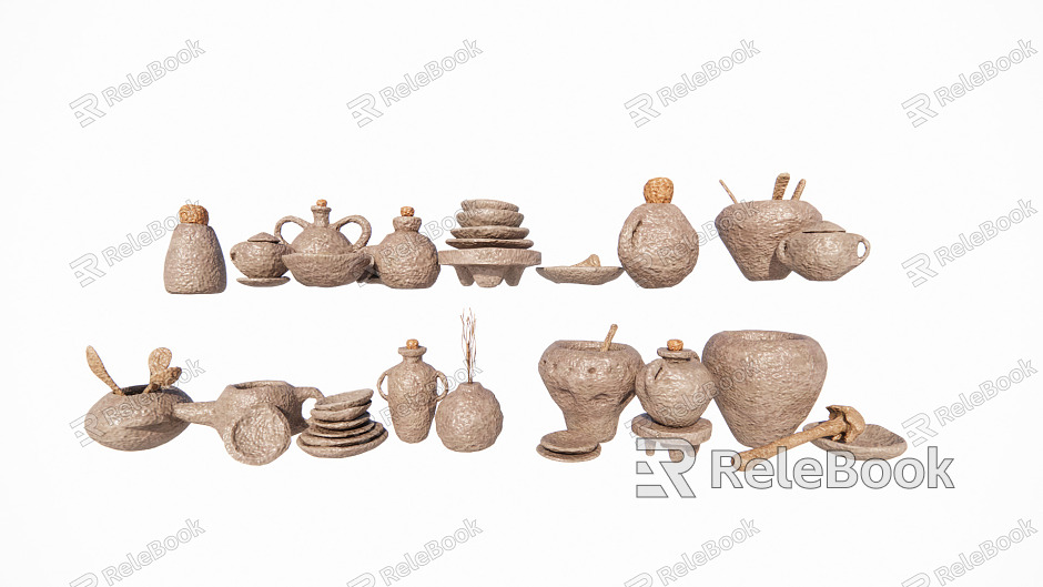 Pottery Pot Ornaments Artwork Pottery Pot Combination model