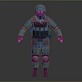 Blue Low Poly Tactical Character 3D Model With Helmet Goggles And Vest Knee Pads