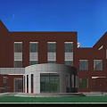 Modern School Building With Red Brick And White Facade Multi Story Windows Campus Design