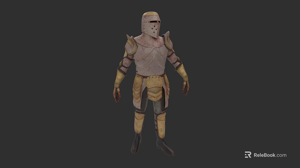 Medieval Armored Game Movie Character With Helmet Chest Plate And Leg Armor 3d model 