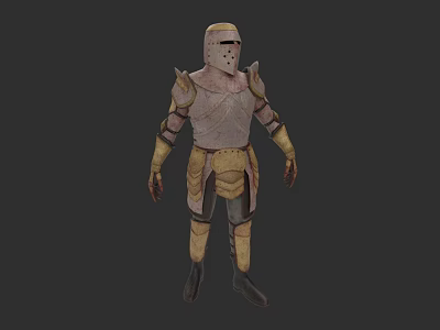 Medieval Armored Game Movie Character With Helmet Chest Plate And Leg Armor 3d model