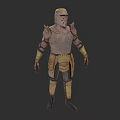 Medieval Armored Game Movie Character With Helmet Chest Plate And Leg Armor