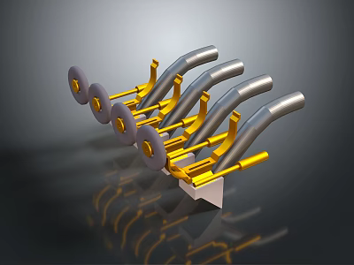 Automotive Exhaust Pipe Assembly With Metallic Components And Connected Structure 3d model