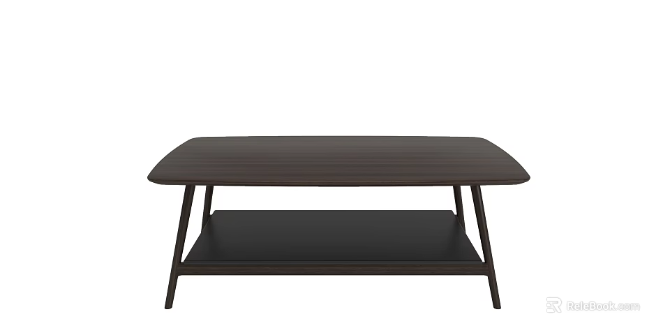 Modern Two Tier Coffee Table with Dark Top and Lower Shelf Design 3d model