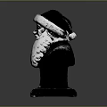 Game and Movie Character Santa Claus Bust Sculpture With White Beard Black Hat And Base