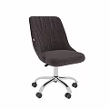 Comfortable Gray Velvet Desk and Chair Set with Metal Base and Rolling Wheels