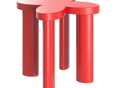 Unique Red Stool Design With Multiple Cylindrical Legs For Modern Interior Spaces 3d model