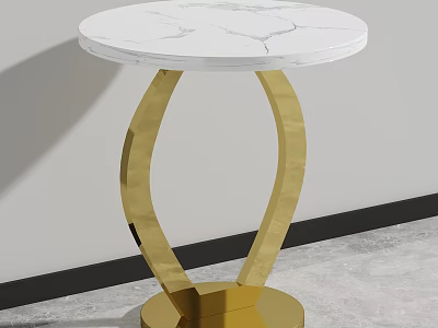 Round White Marble Coffee Table With Gold Metal Legs Modern Design 3d model