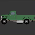 Green Vintage Truck Model With Classic Cab Shiny Metallic Finish Black Wheels And Open Bed