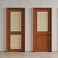 Wooden Hinged Doors With Different Panel Designs And Classic Brass Handles 3d model