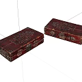 Vintage Red Carved Wooden Boxes With Intricate Patterns And Traditional Design